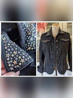 💎✨Celestial Swarovski Crystal Sparkling Star Fairycore Embellished Denim Jacket